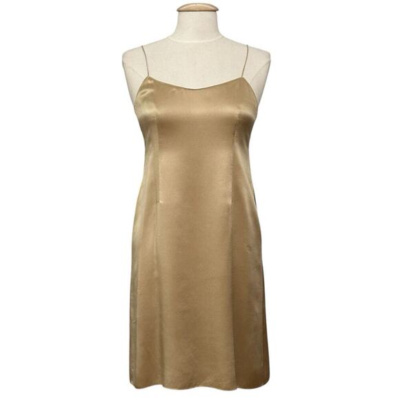 Rickie Freeman Teri Jon Womens Dress 4 Gold Silk Satin‎ Slip Cocktail Retro Y2K - Picture 2 of 13